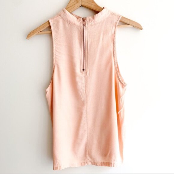 Mink Pink Tank Top Blouse Cropped Mock Neck Crepe Half Zip Pink Size Medium - Picture 14 of 14